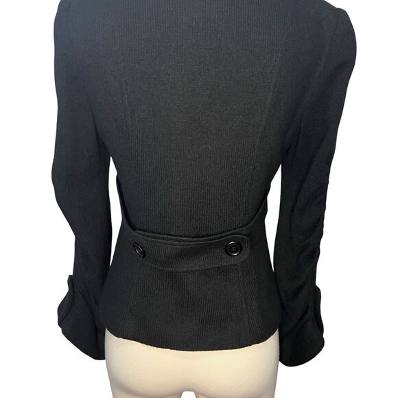 Nanette Lepore Blazer V-Neck Knit Black Buttons Career Office Size M Wool Blend - Picture 2 of 8